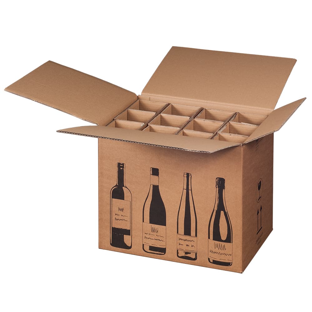 Versandkarton für Flaschen 2-wellig braun · 12er · 420 × 305 × 368 mm · Art. 222103205