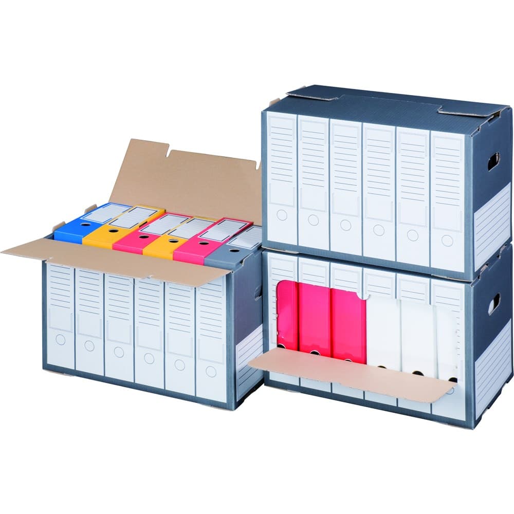 Archivbox für Ordner mit Frontkl. 2-wellig grau · 498 × 295 × 322 mm
