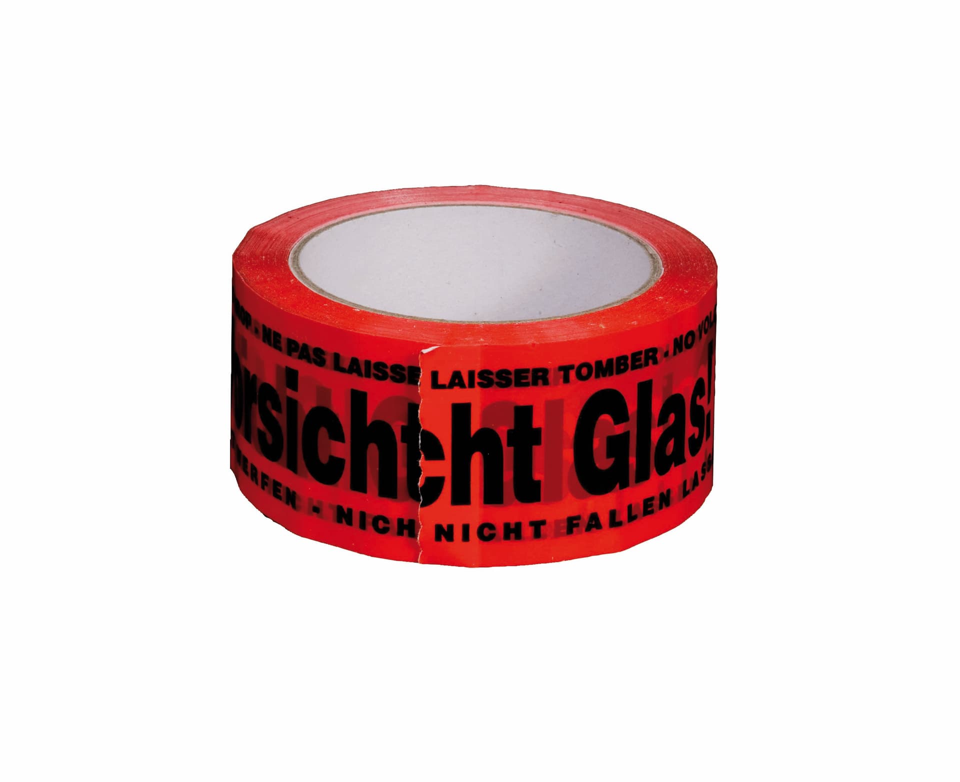 PP Signalklebeband Vorsicht Glas - 3-sprachig rot/schwarz
