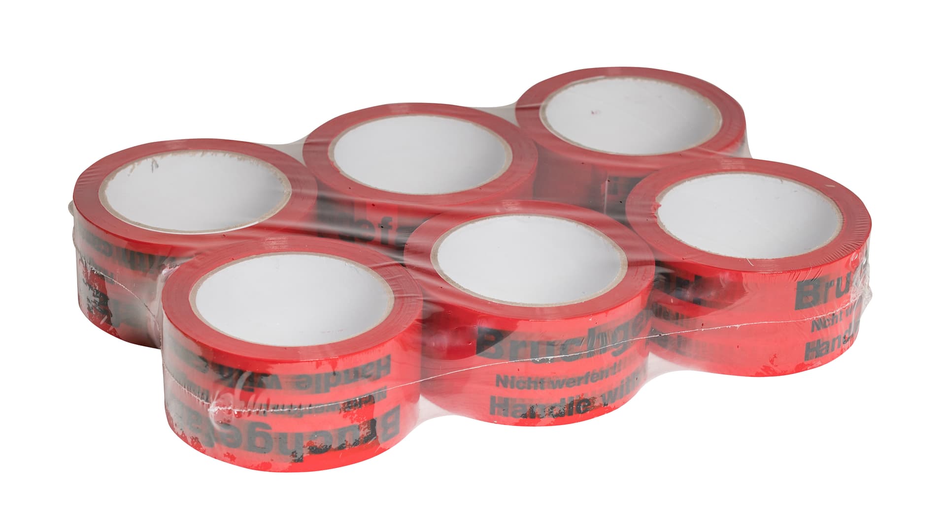 PP Signalklebeband Bruchgefahr - 3-sprachig rot/schwarz · 105 × 105 × 50 mm