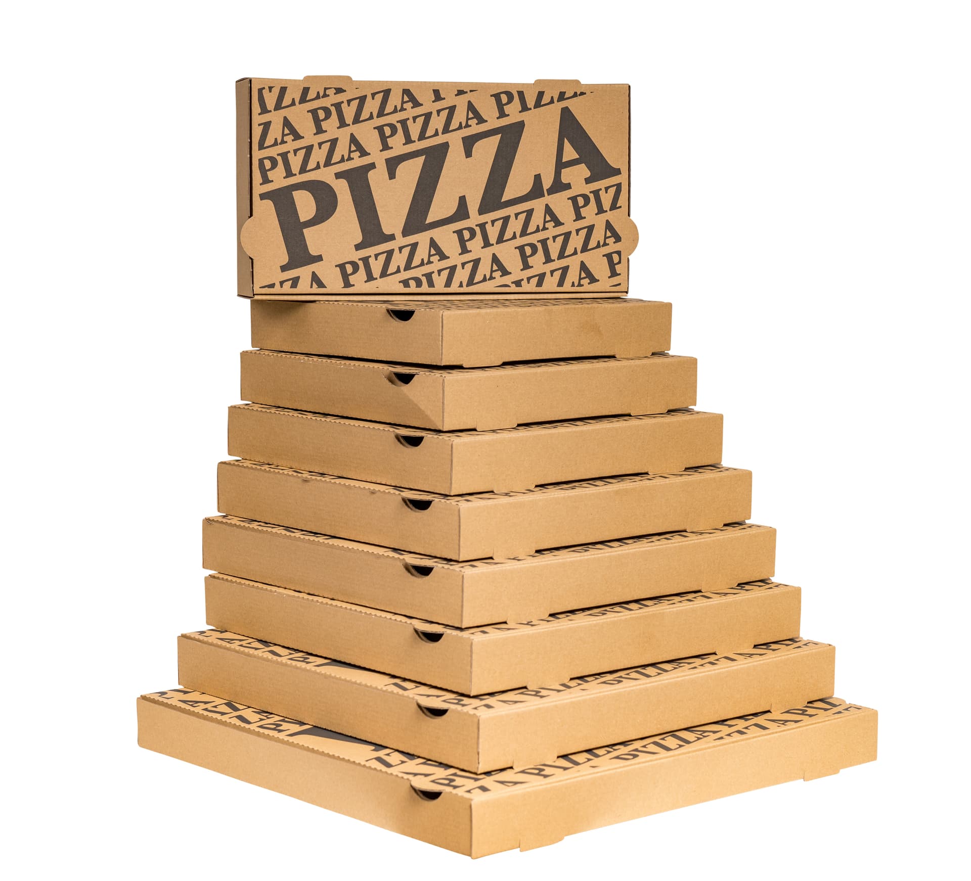 Pizzakarton 1-wellig braun · 240 × 240 × 40 mm · je Pack