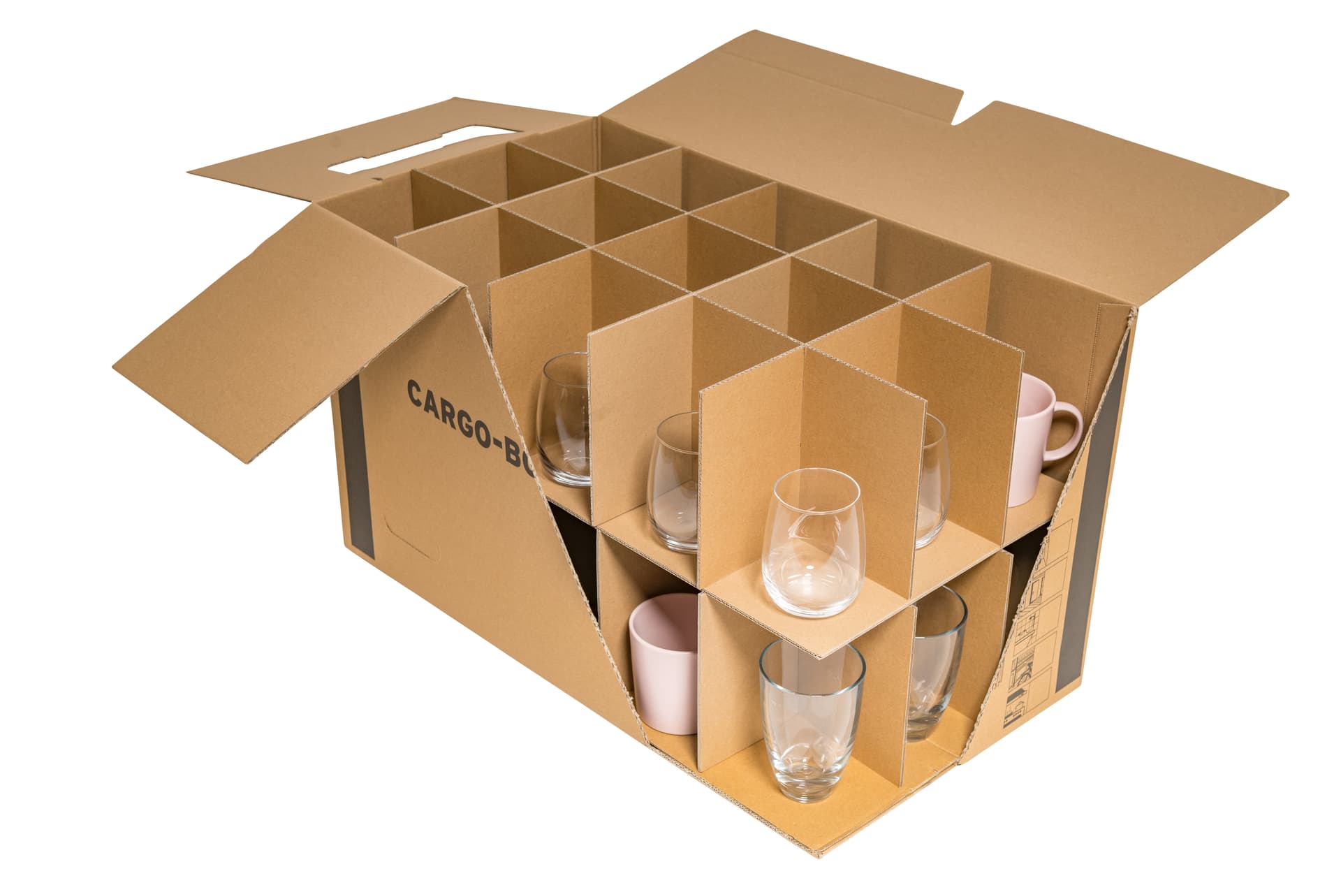 Gläserkarton 2-wellig braun · 640 × 340 × 360 mm