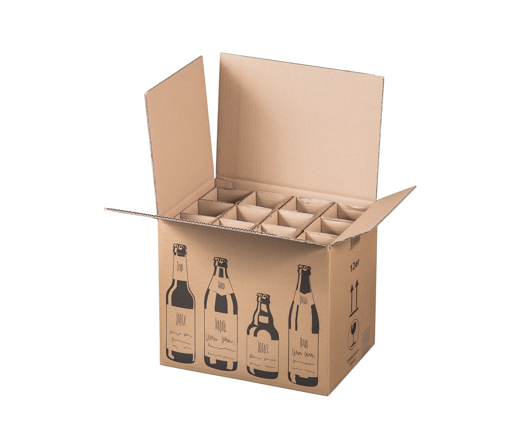Faltkarton für Bierflaschen 2-wellig braun