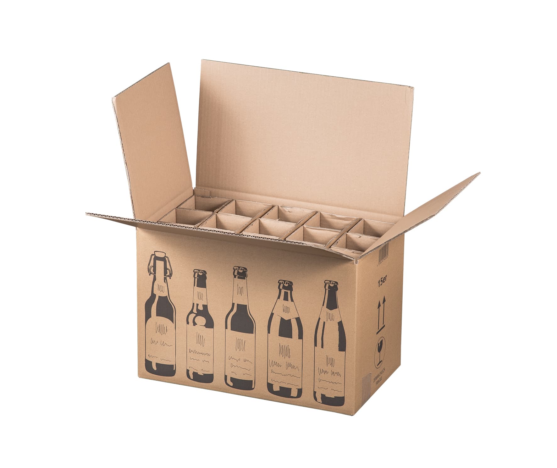 Faltkarton für Bierflaschen 2-wellig braun