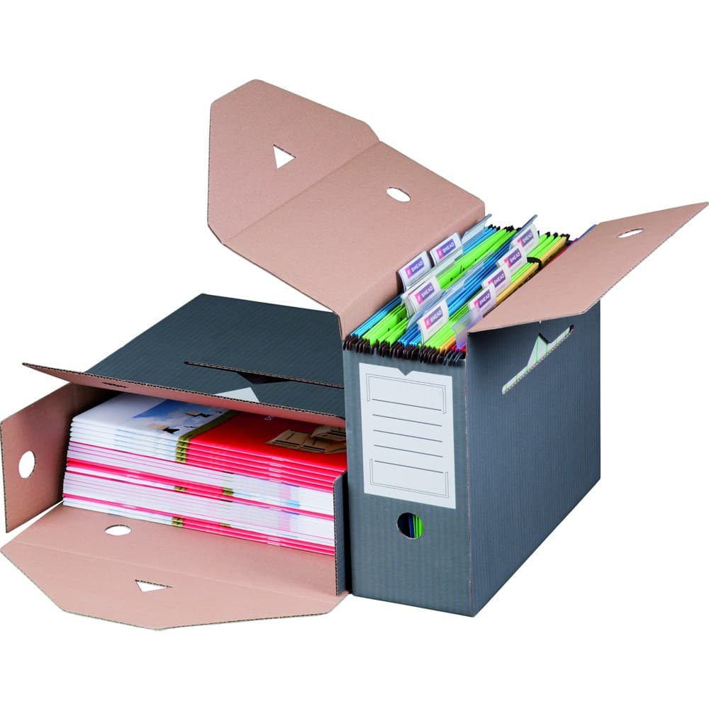 Archivbox für Hängemappen 1-wellig grau · 328 × 265 × 115 mm
