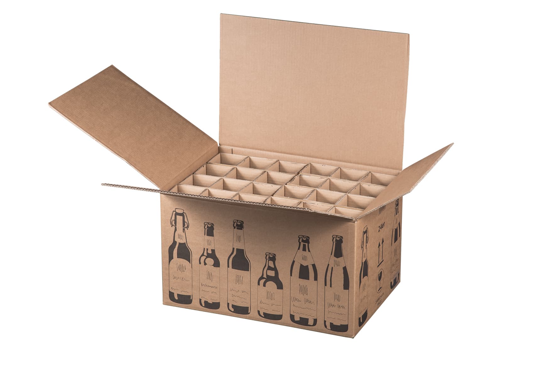 Faltkarton für Bierflaschen 2-wellig braun · 24er · 510 × 353 × 288 mm